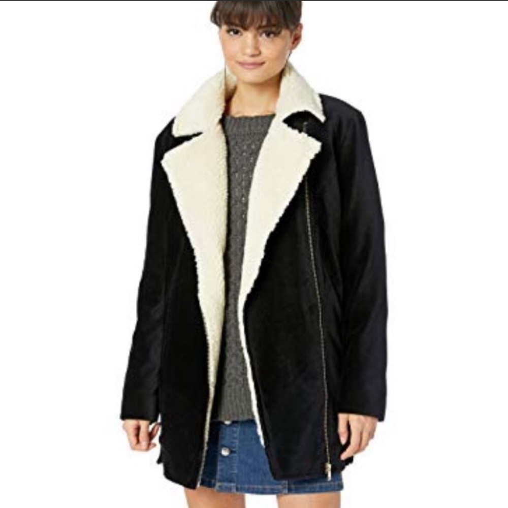 NWOT Show Me Your MuMu Elisha Faux Sherpa Corduroy Jacket in Black Sz L